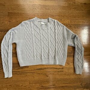 Hollister Light Gray Cable Knit Sweater